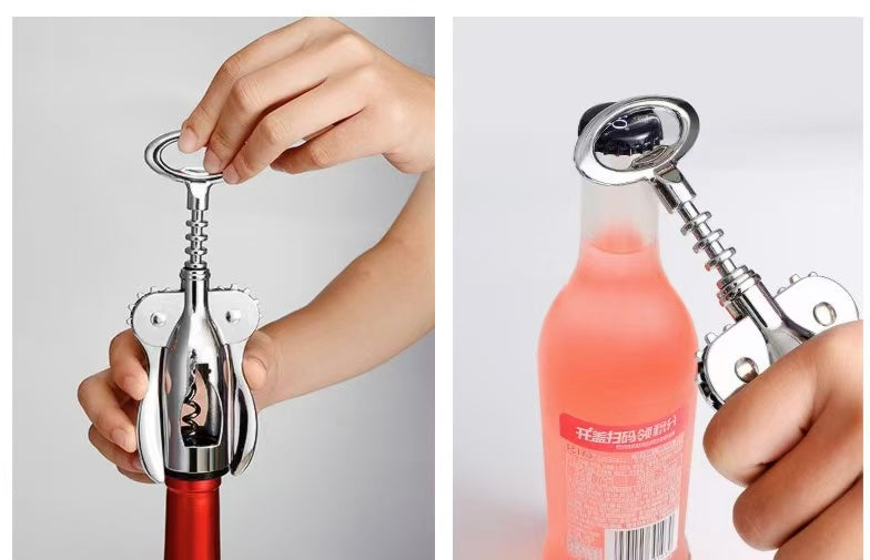 Stainless Steel Wing Corkscrew Wine Opener – Heavy-Duty & Easy to Use