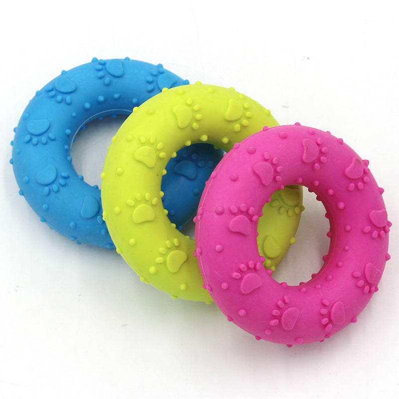 Plastic donut 2024 dog toy